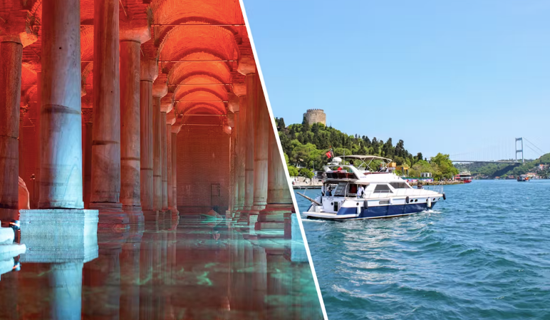 Combo: Basilica Cistern Skip-the-Line Tickets with Audio Guide + Bosphorus Daytime or Sunset Cruise